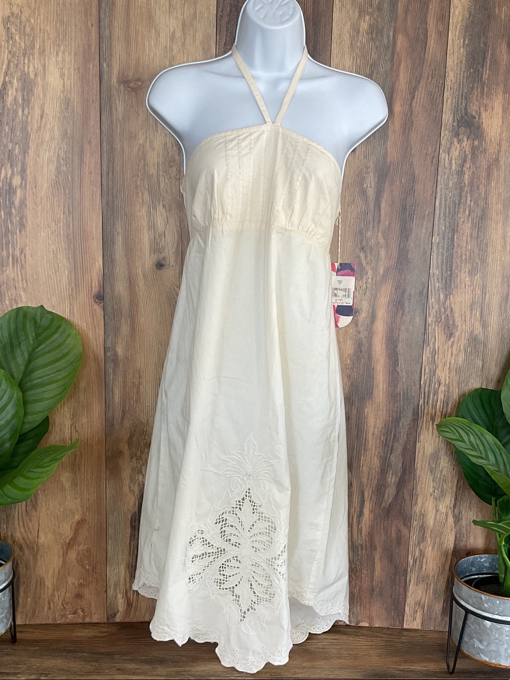 Reef Cream Strapless Halter Sundress NWT L         146B